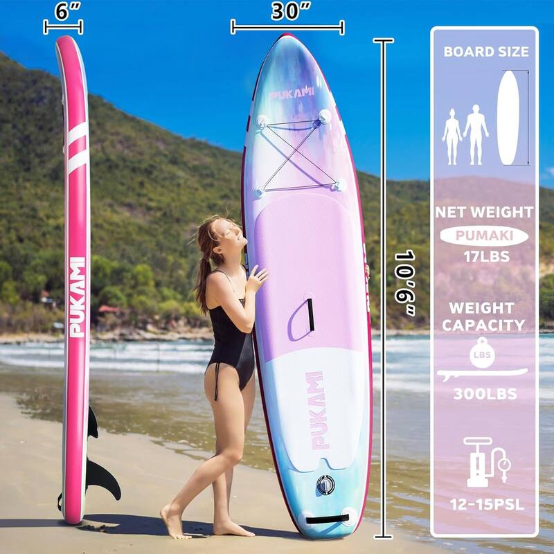 BOSSIN Inflatable Paddle Board for Adults,10.6' Stand Up Paddle Board with Premium SUP Accessories & Carry Bag,Paddle,Pump,Leash