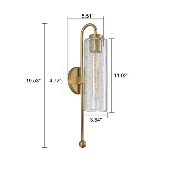 dimension image slide 0 of 2, 19.53" Single Wall Sconce with Glass Cylinder Shade - W3.54"