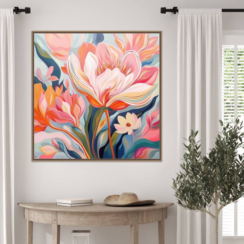 Floral Model Painting by Tradelink inhouse artist Framed Canvas Wall Art Print