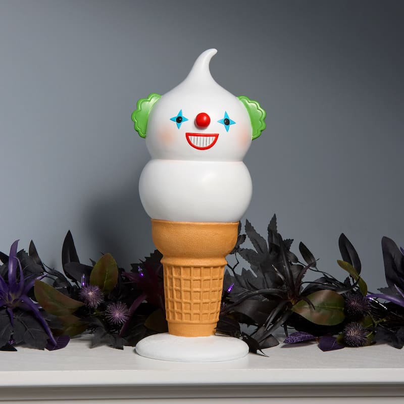 National Tree Company 14" I-Scream Cone, Creepy Clown Halloween Tabletop Decoration - 14 in