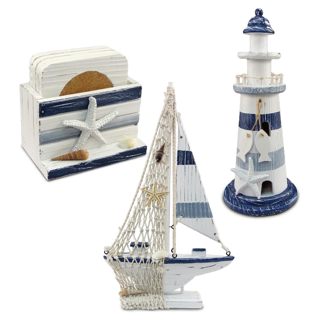 CoTa Global Blue Stripes Nautical Collection - Table Top Decor Set