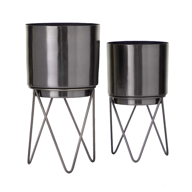 CosmoLiving by Cosmopolitan Metal Modern Planter (Set of 2) - S/2 12", 10"H