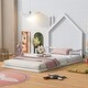 preview thumbnail 2 of 7, White Twin Size Metal Floor Bed with House-shaped Headboard and Fence for Boys and Girls