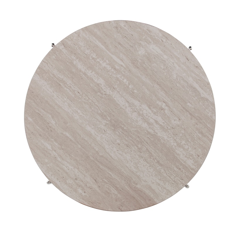 SEI Furniture Henderson Modern Faux Marble Round Coffee Table with Bottom Shelf