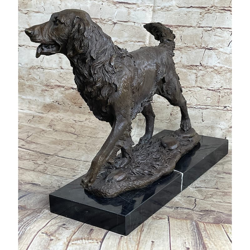 Golden Retriever Show Trial Bronze Marble Base Imitative Dog Statue Deco Breeder Trainer
