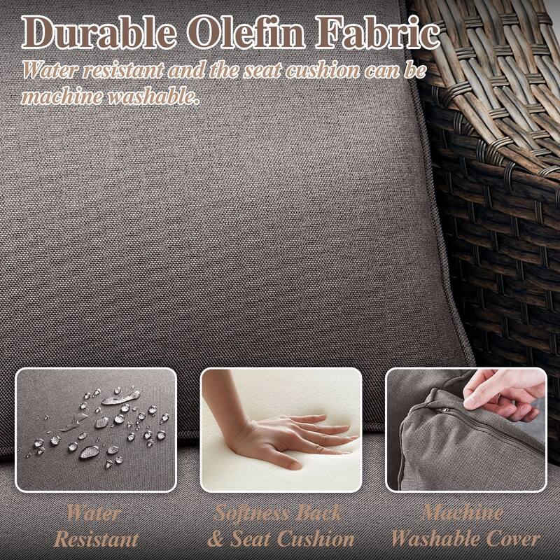 Outdoor Sofa Chair Table & Swive Chail with Ottoman