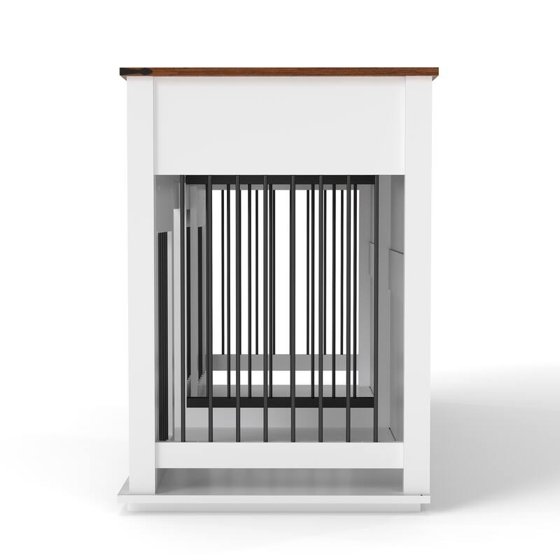 63'' Large Dog Crate Furniture Wooden Dog Kennel with 2 Drawers, Divider and Sliding Door