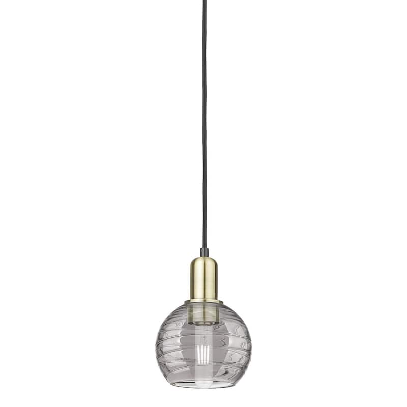 Innovations Lighting 716-1P-8-6 Athens Deco Swirl Pendant Athens Deco - Black Antique Brass / Light Smoke Deco Swirl