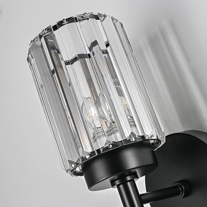 Modern Black 1/2/3/4/5-Light Bathroom Crystal Vanity Light Wall Sconces