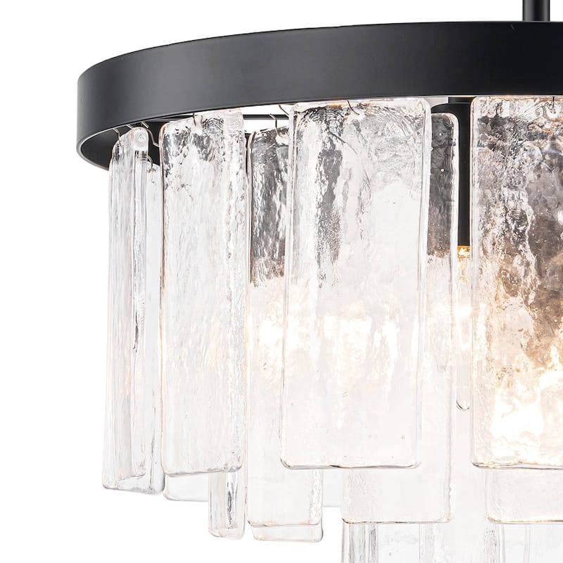 5-Light Tiered Water Glass Round Semi Flush Chandelier