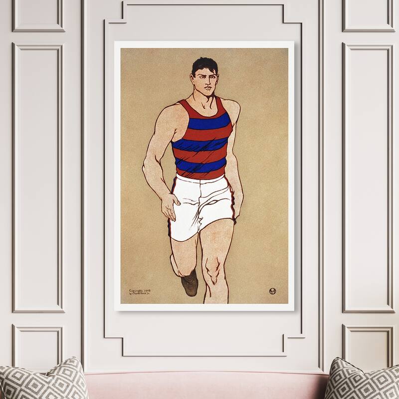 Wynwood Studio Canvas Sports and Teams Athlete - Edward Penfield Brown and Tan Vintage Wall Art Canvas Print - 54 x 36