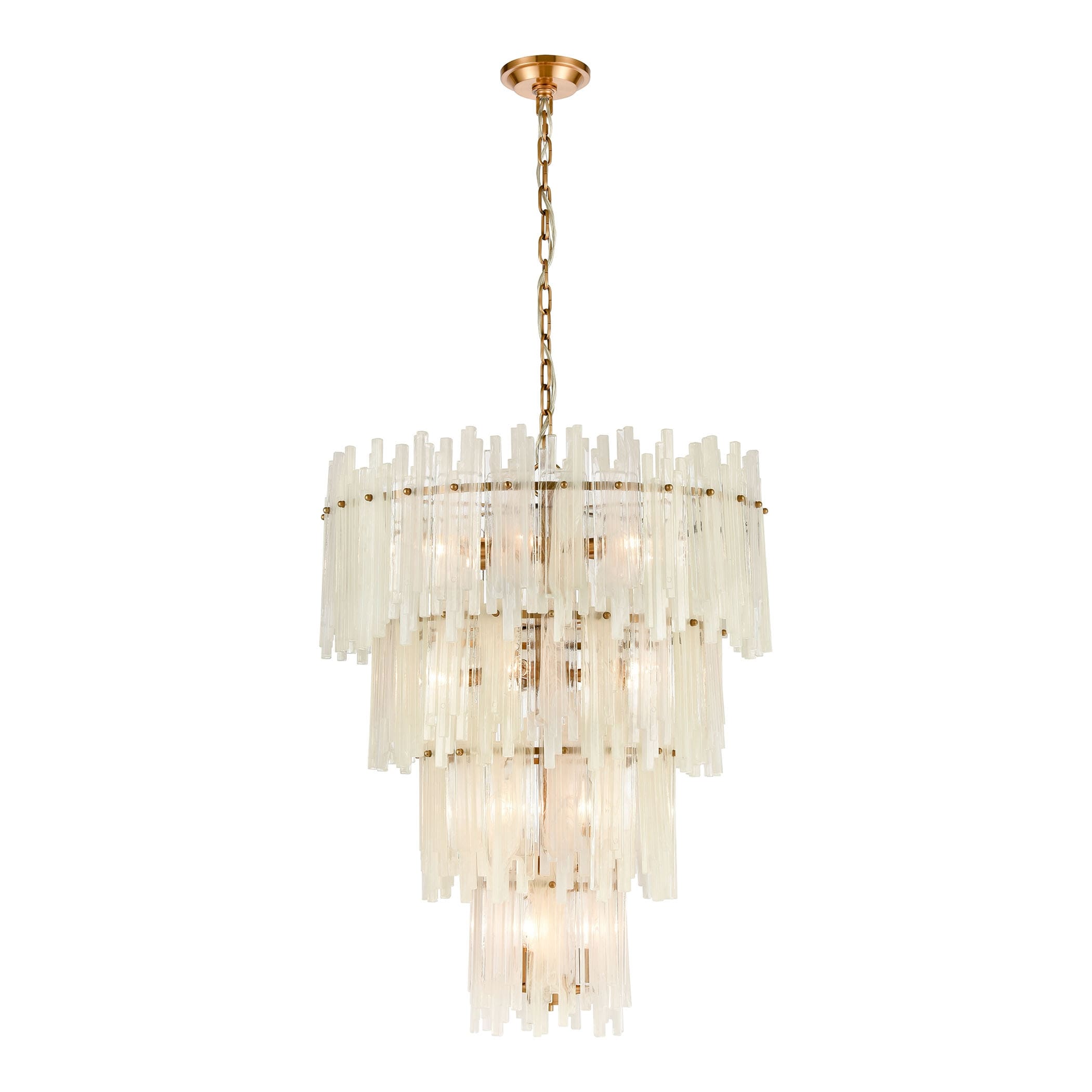 Elk Home Brinicle Aged Brass With White Glass 18 Light Chandelier
