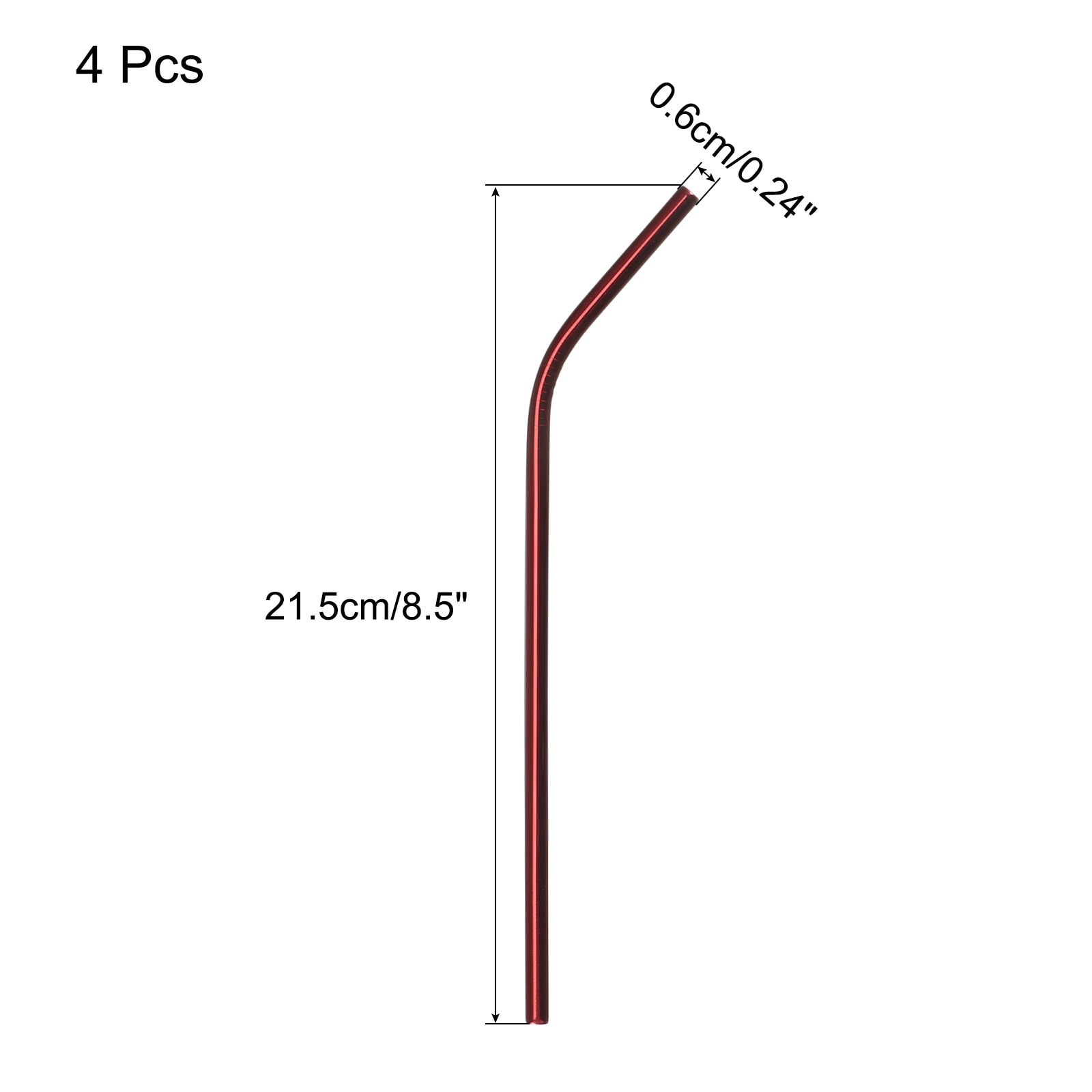 4 Pcs Reusable Metal Drinking Straws 8.5 Inch Stainless Steel