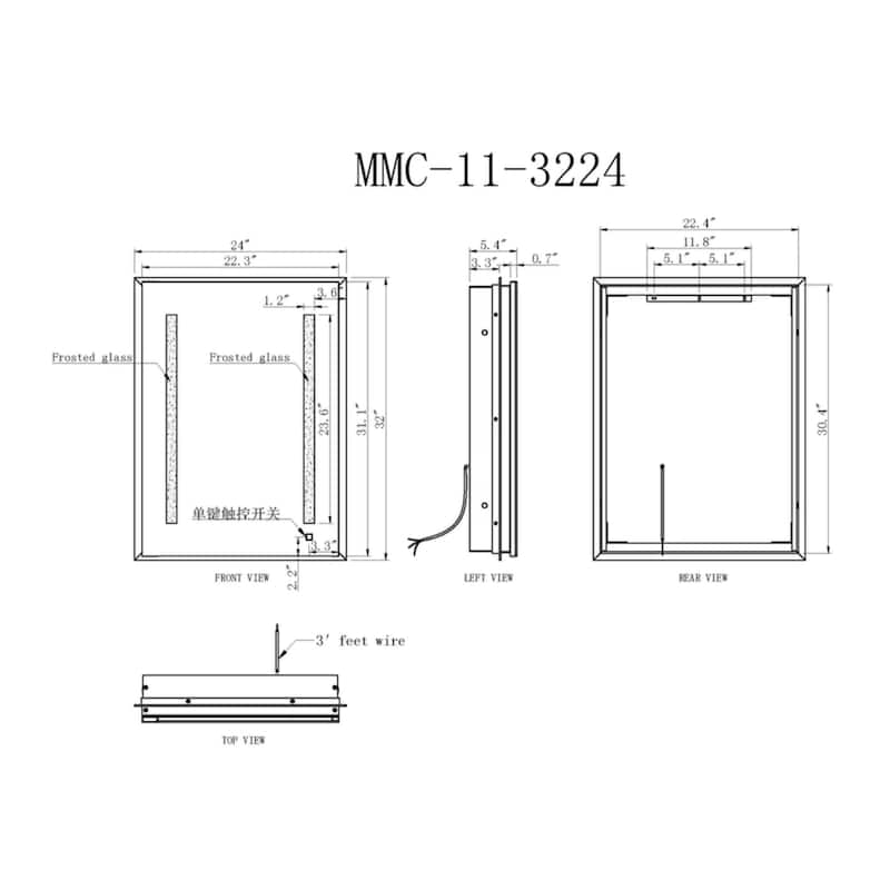 Modern Mirrors Polaris Illuminated Cabinet Vanity Mirror LED Mirrored Door Cabinet - 32*24
