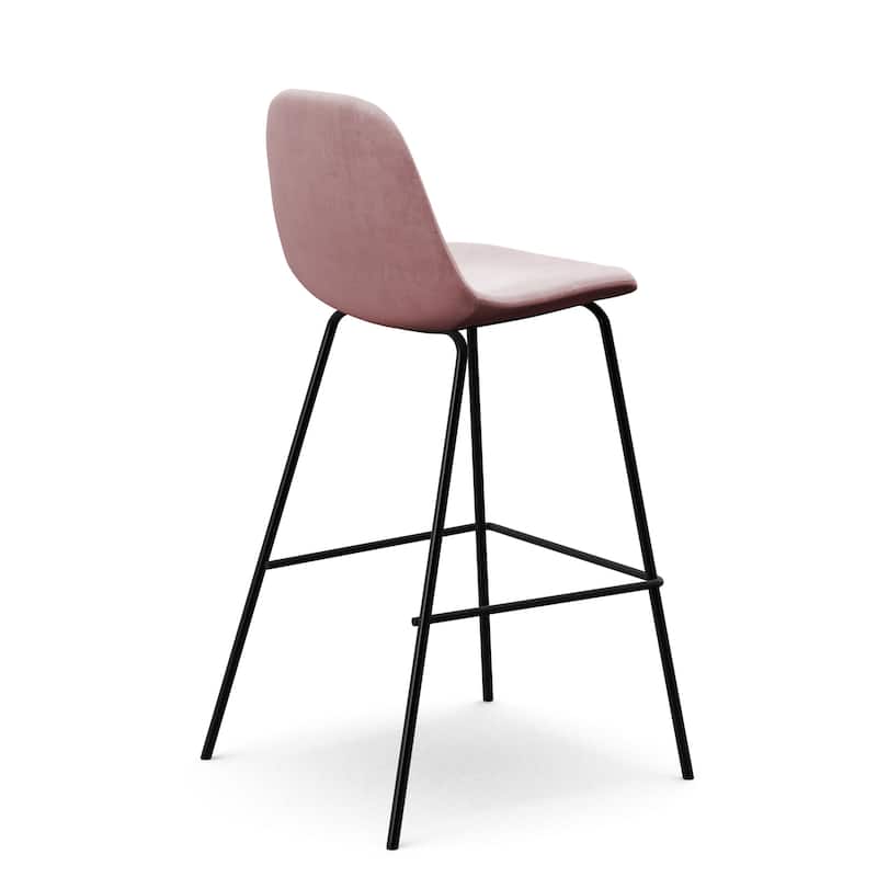 Maxine Velvet Counter Height Stools Black Legs (Set of 2)