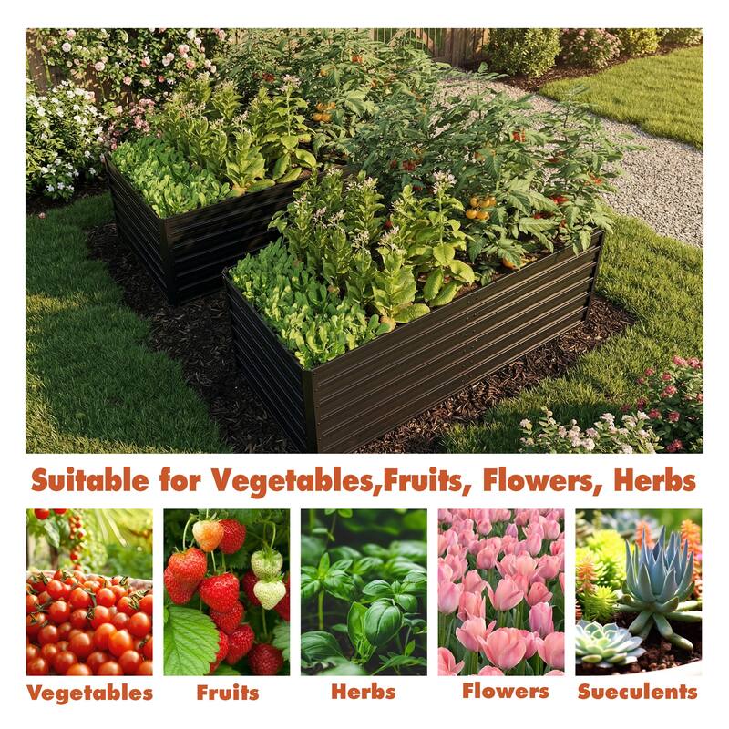 GDFStudio - Olivia Outdoor Galvanized Steel Raised Garden Bed Planter Box
