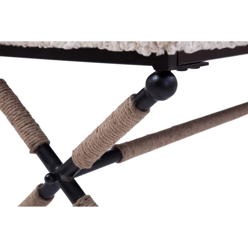 Martingale Ivory Upholstered Bouclé Double Bench
