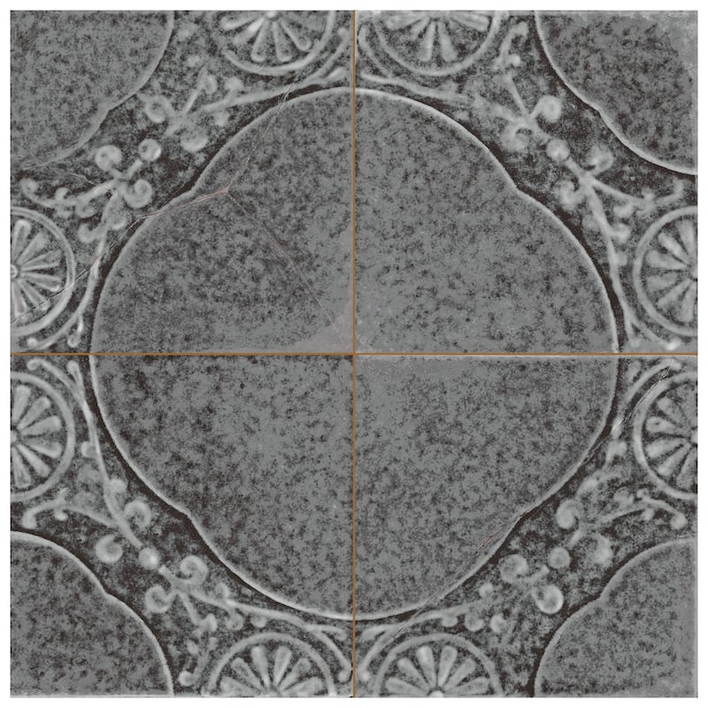 Merola Tile Kings Jaipur Black 17-5/8" x 17-5/8" Ceramic Floor and Wall Tile