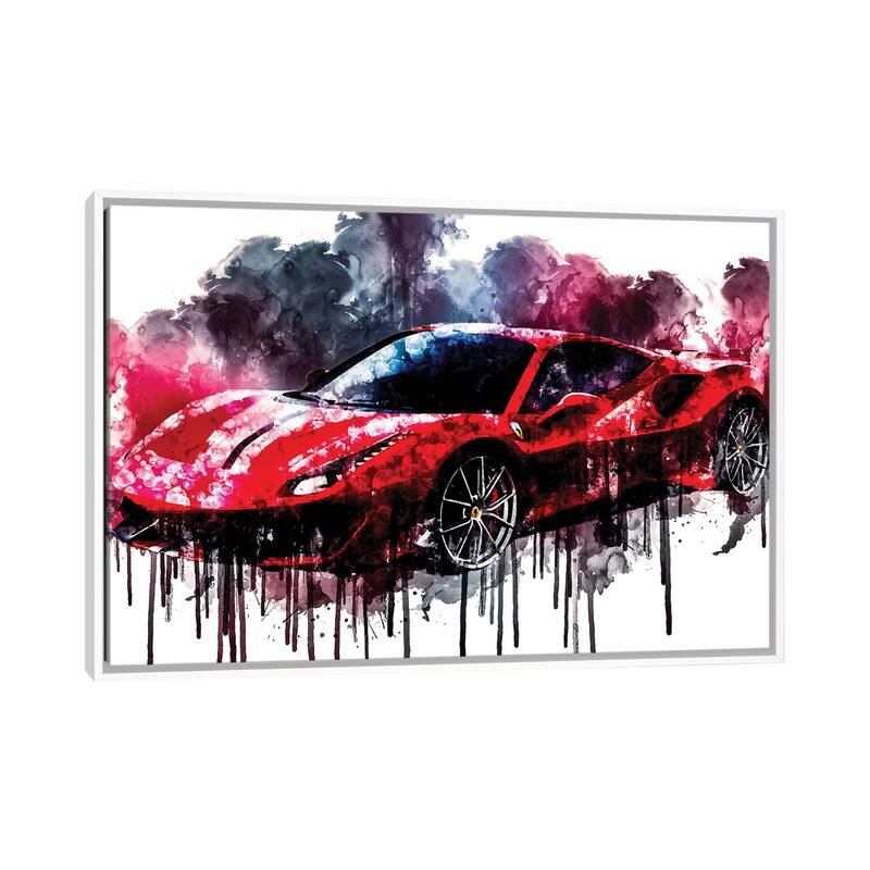 iCanvas "2018 Ferrari 488 Pista" by Sissy Angelastro Framed Canvas Print - White - 32x48