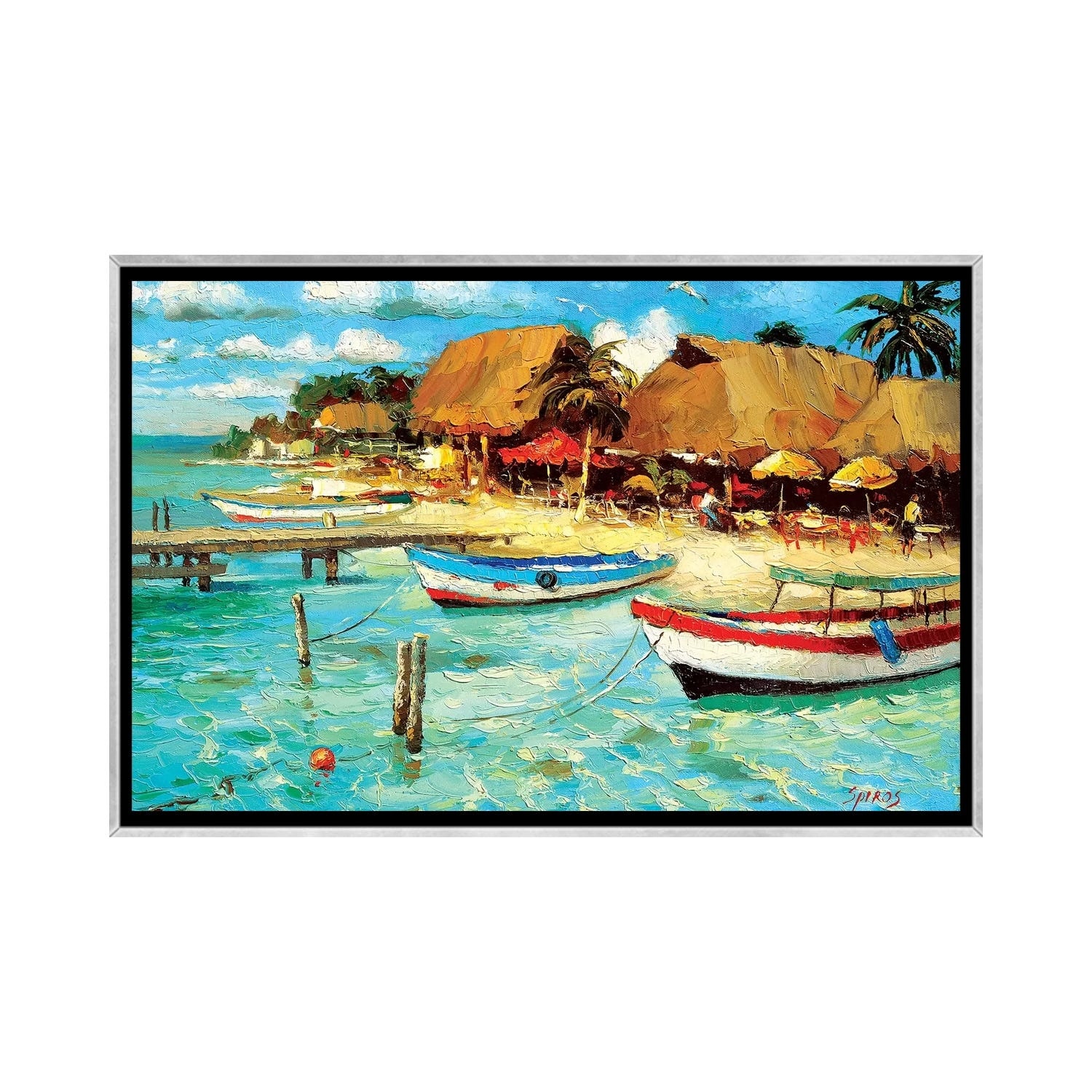 iCanvas "Coastal Cafe" by Dmitry Spiros Framed