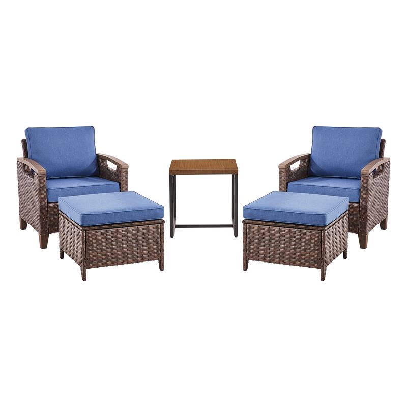 Pocassy Outdoor Patio Sofa Chair Ottoman Table Furniture Set