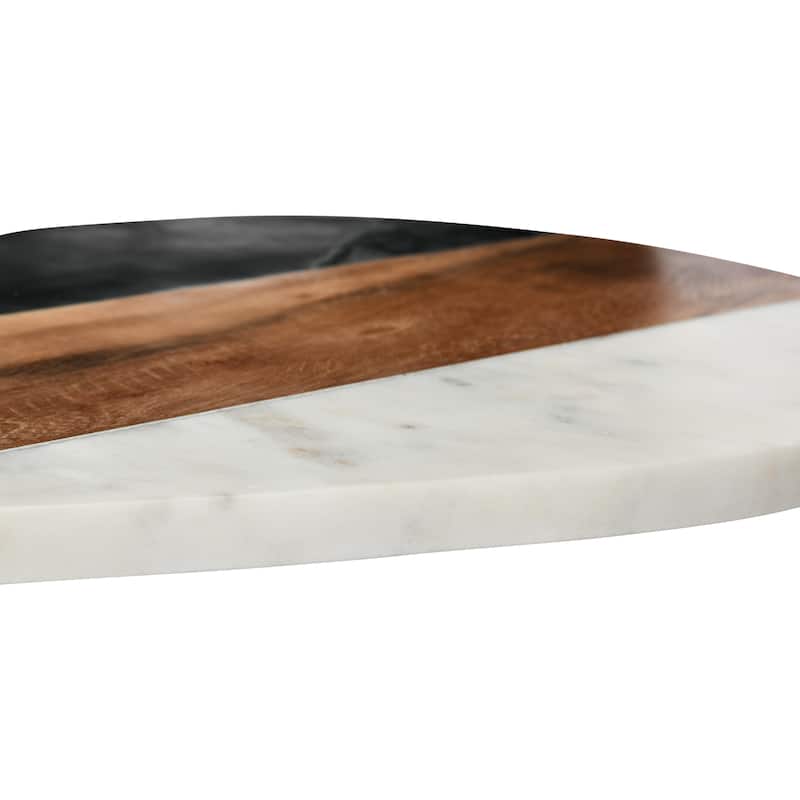 Marble and Acacia Wood Cutting Board with Handle - 15.0"L x 15.0"W x 0.5"H - 15.0"L x 15.0"W x 0.5"H