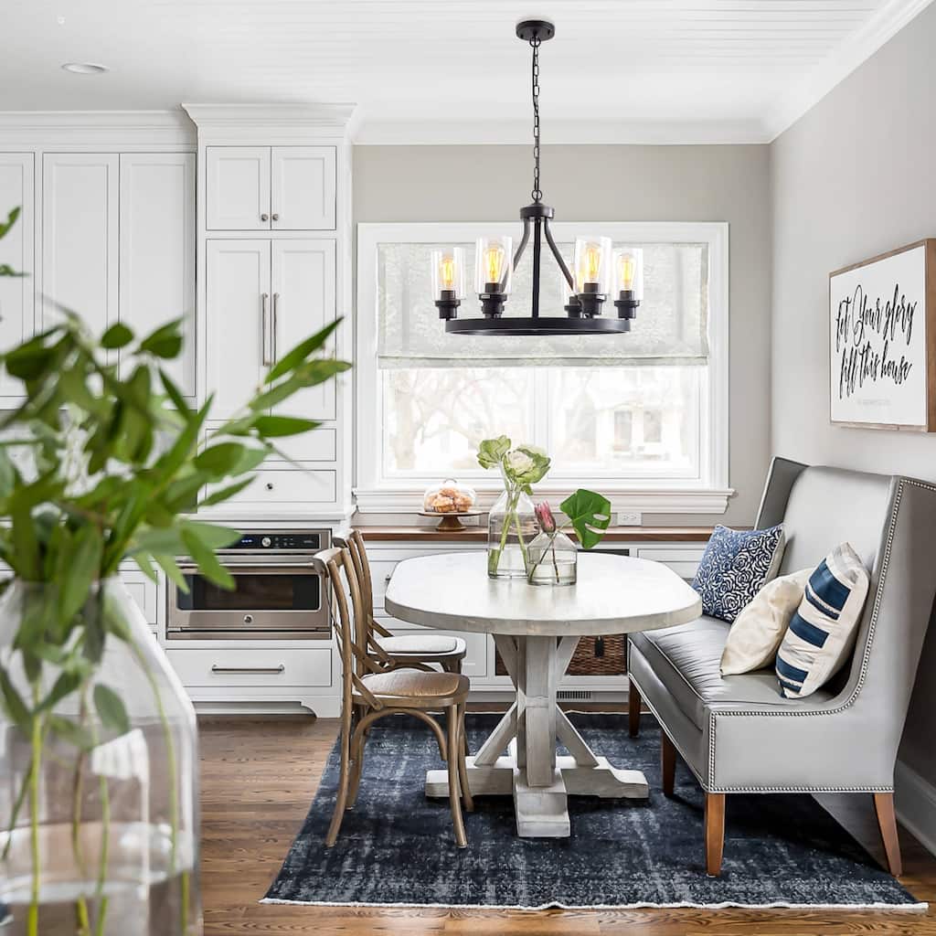 24'' Round Wagon Wheel 6-Light Chandelier Hanging Glass Pendant Light