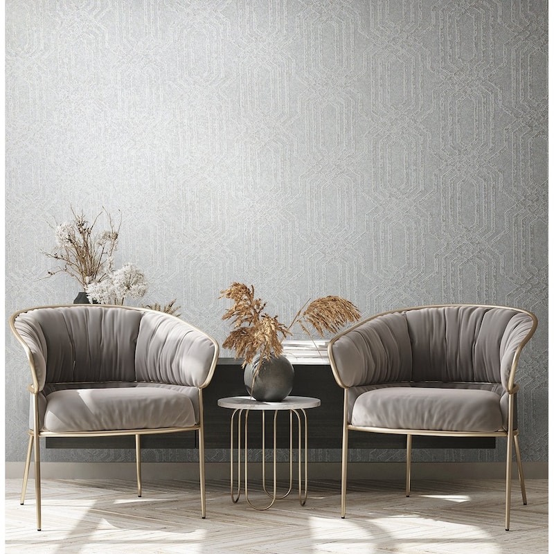 Galerie Wallcoverings Hotel Embossed Geometric Trellis Non-woven Glitter Wallpaper Roll