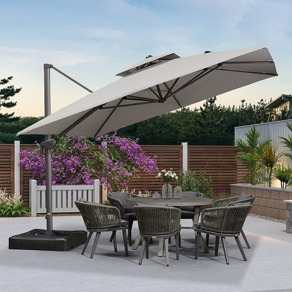 PURPLE LEAF Square EcoFriendly Olefin Fabric Cantilever Patio Umbrella