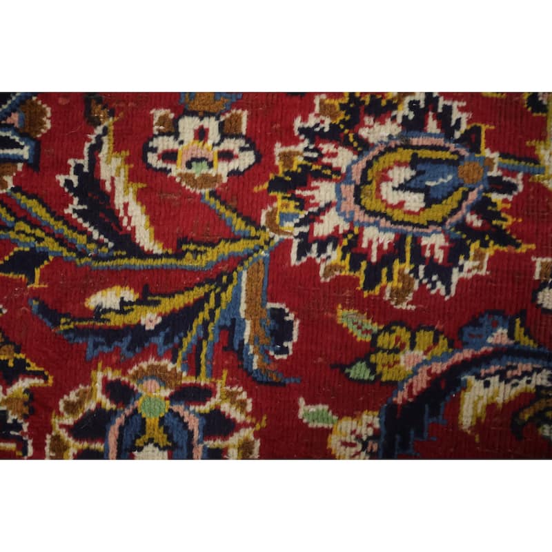 Hand Knotted Oriental 100% Wool Carpet Traditional Floral Red Kashan Area Rug - 11' 1'' X 7' 11''