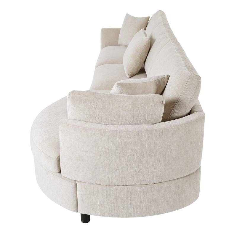 Modern 3-Piece Chenille Sectional Sofa with Curved Chaise and Comfortable Cushions for Living Rooms