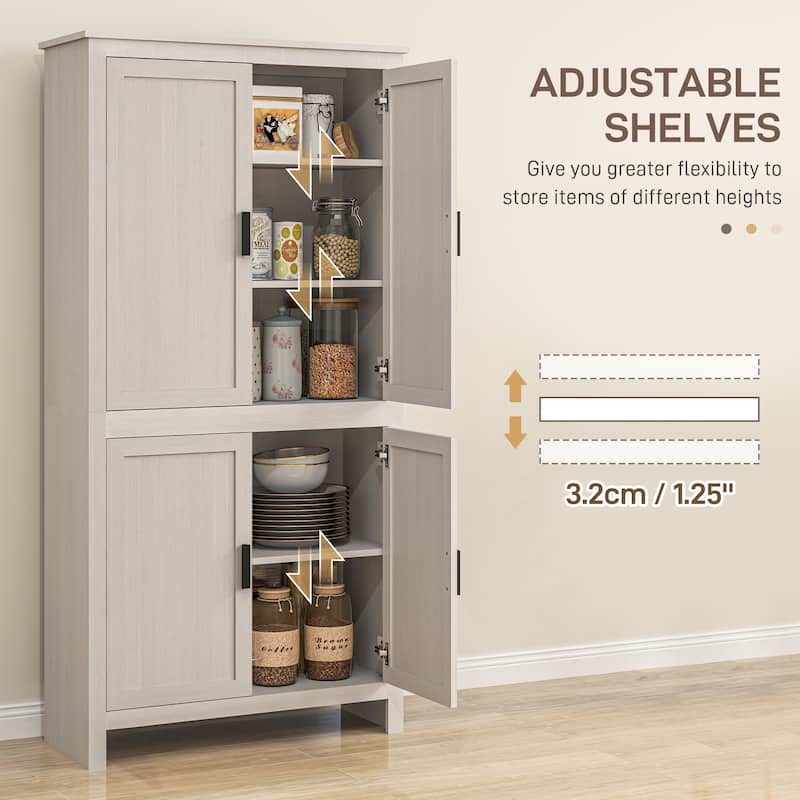 Particleboard Kitchen Storage Cabinet with Adjustable Shelves - 31.25" L x 13" W x 64" H