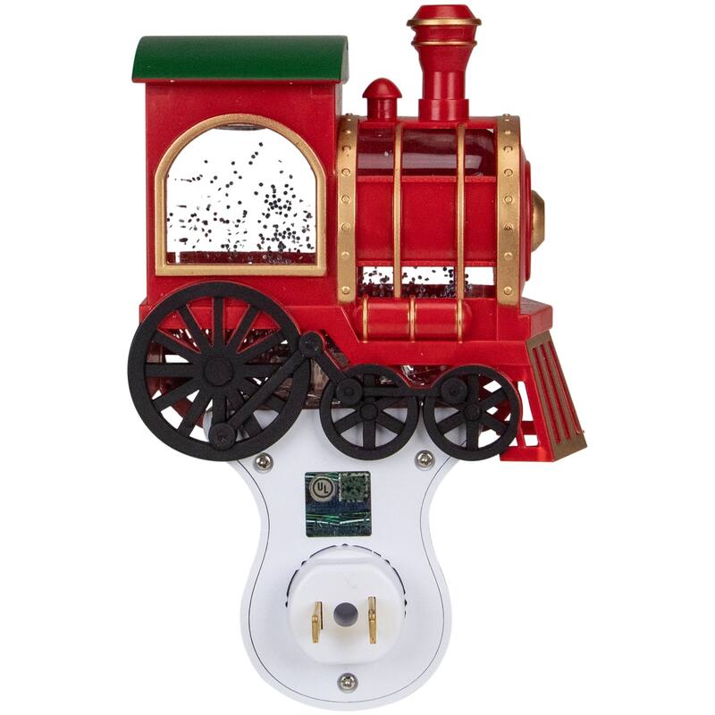 6.5" Red, Green Gold Glitter Bubble Lamp Christmas Train Night Light