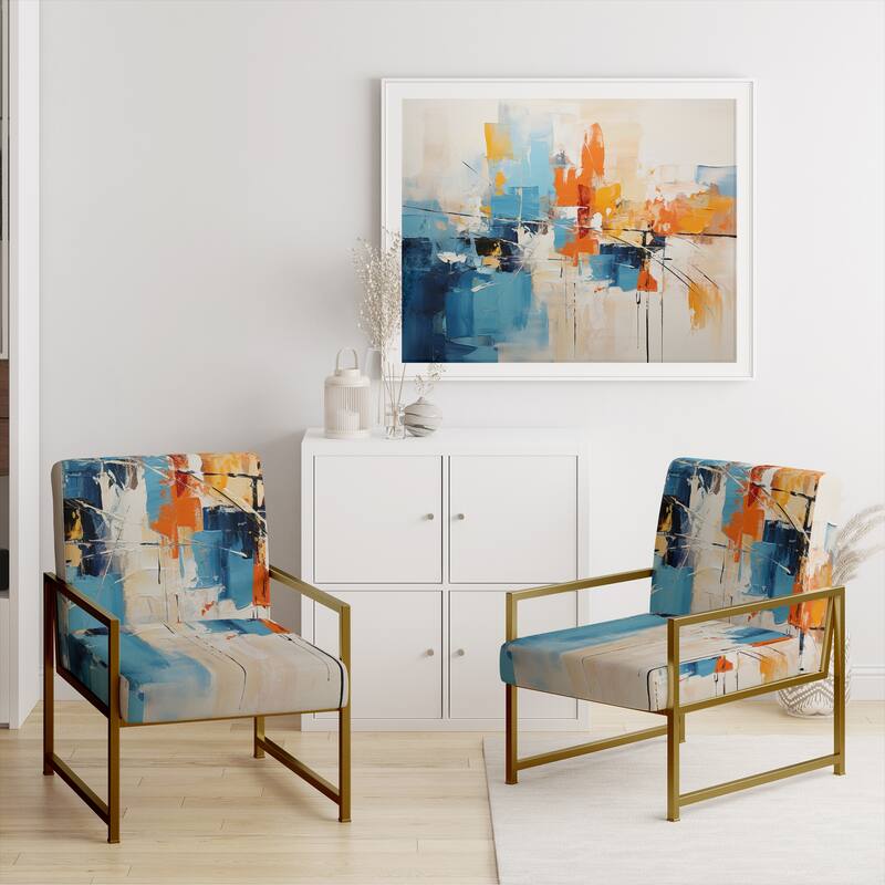 Designart "Paper Euphoria I" Upholstered Abstract Collages Accent Chair and Modern & Contemporary Arm Chair - Multiple Color