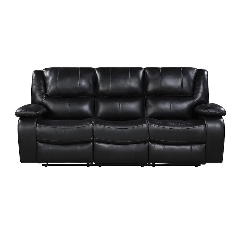 Fremont & Park Baron 86.5" Leather Manual Double Reclining Sofa, Wall Hugger Design