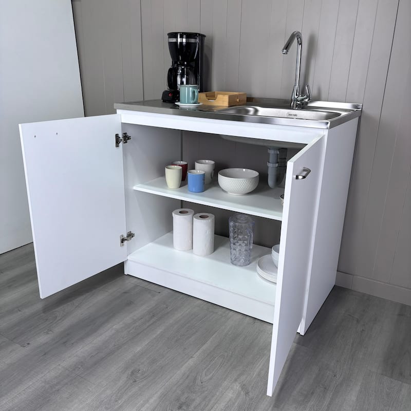 TUHOME Napoles Utility Sink Cabinet with Integrated Steel Sink