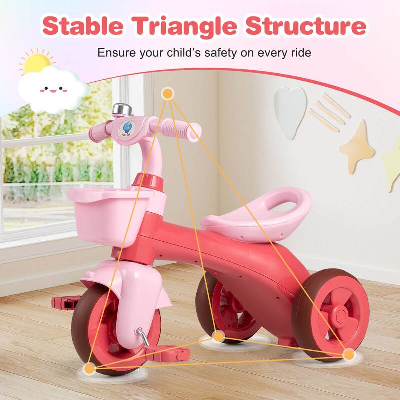 Costway Kids Trike with Limited Steering, Ergonomic Seat, Front & Rear - See Details