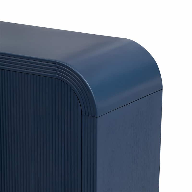 Striped Storage Cabinet with 4 Adjustable Doors