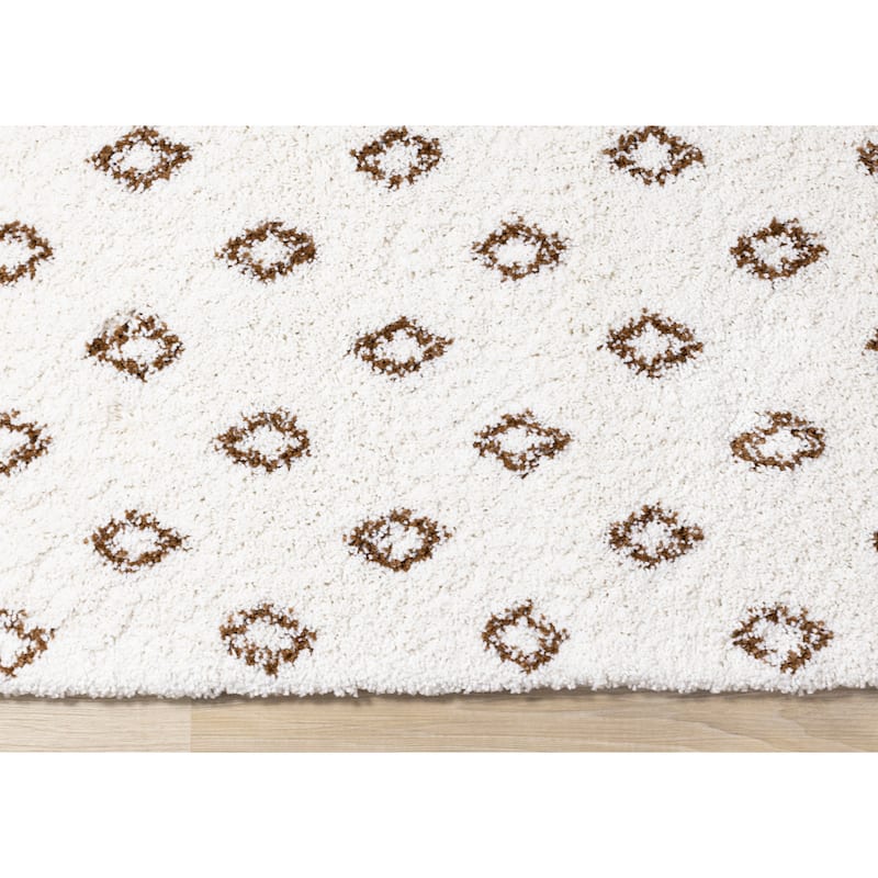 Shiloh Collection - Cream Rust Diamonds Super Soft Thick Area Rug