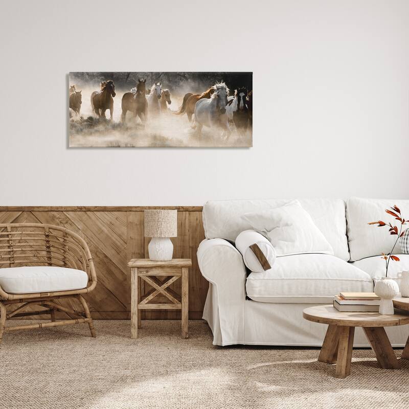 Stupell Striking Horse Herd Galloping Rural Wildlife Photography Canvas Wall Art, Design by Danita Delimont