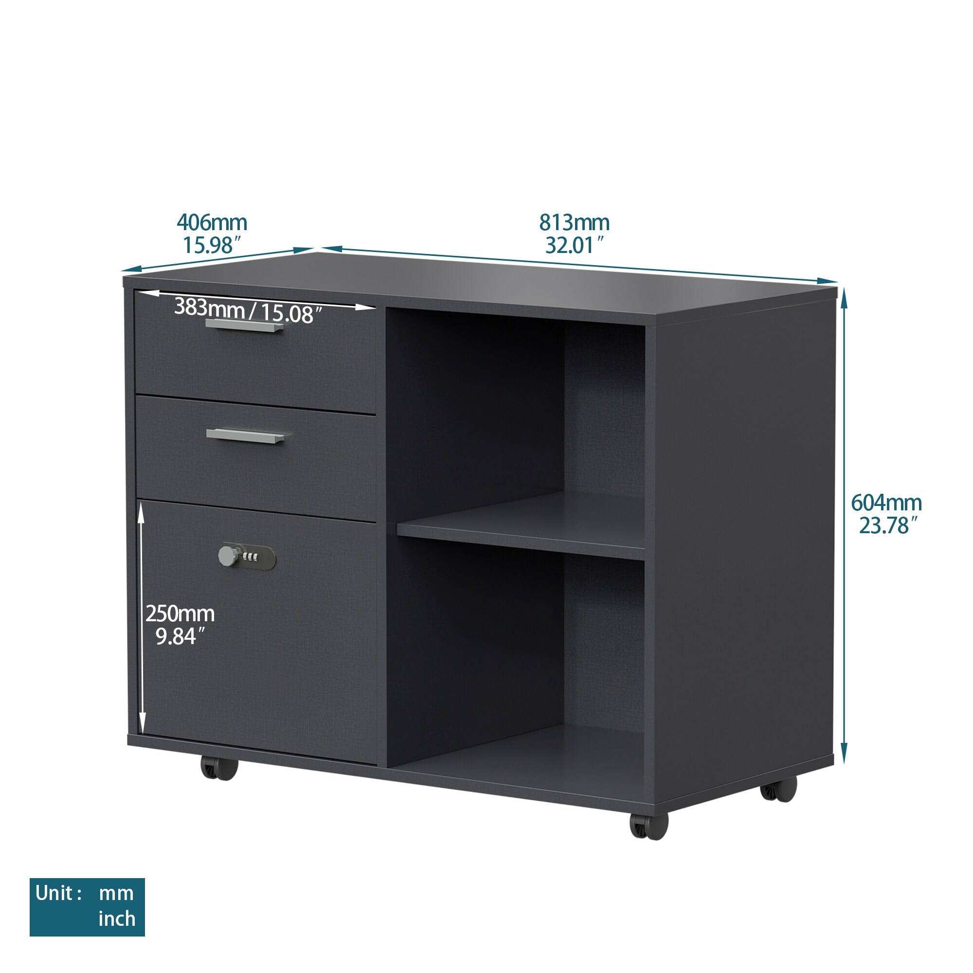 File Cabinet with 2 standard drawers and 1 file drawer, 5 Mobile Universal  wheels,Coded lock - Bed Bath \u0026 Beyond - 36248203, image size:2000x2000