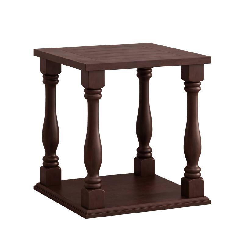 Antique-Style Espresso Coffee Table with Rubbed Grey Finish