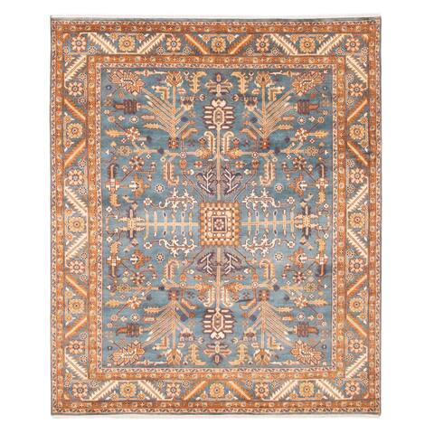ECARPETGALLERY Hand-knotted Serapi Heritage Turquoise Wool Rug - 8'1 x 9'9