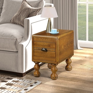 Solid Wood Narrow End Table with Drawer, Sofa Side Storage, Slim ...