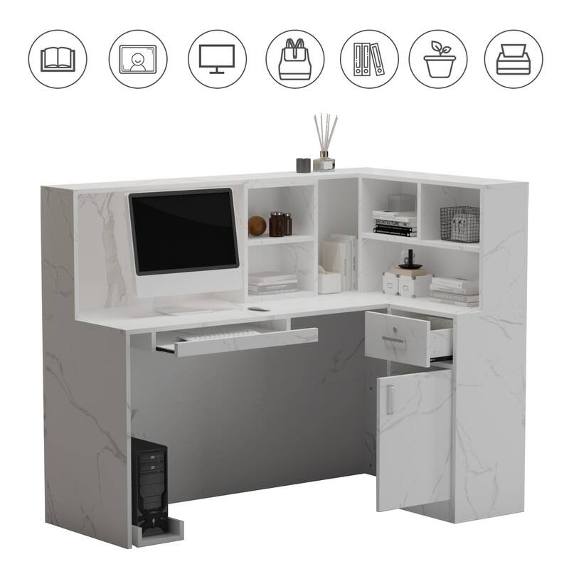 FUFU&GAGA 3 Drawers L-shaped executive desk For Home and Office