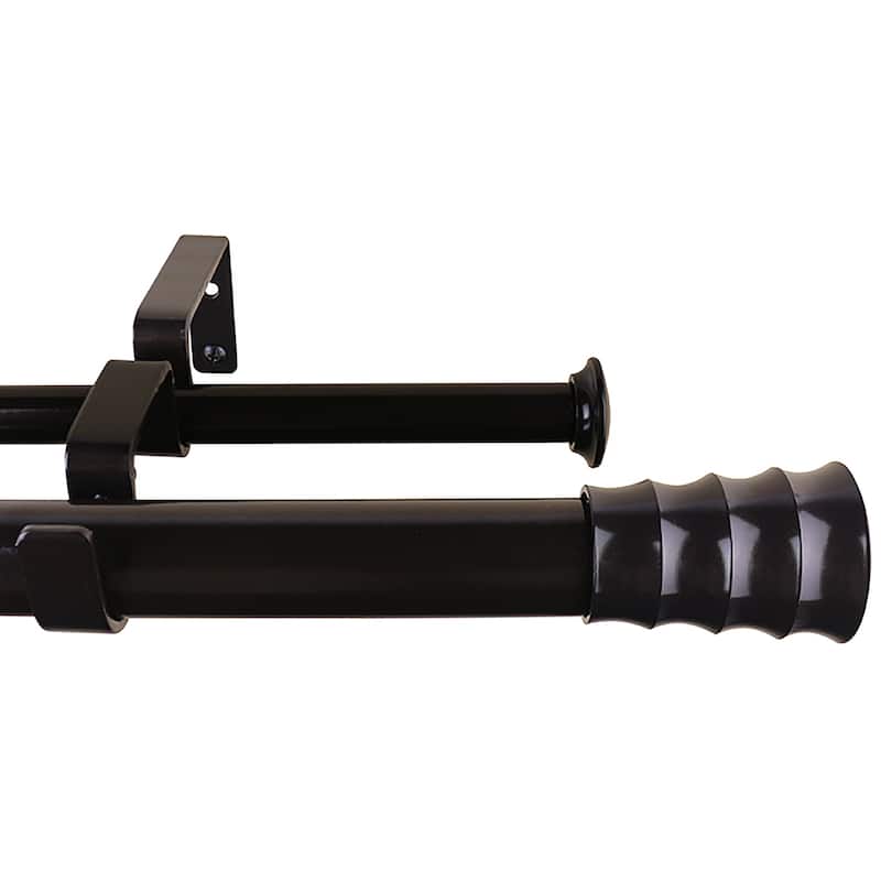 Meriville 1-Inch Diameter Oakley Double Window Curtain Rod - Oil-Rubbed Bronze - 48"-84"