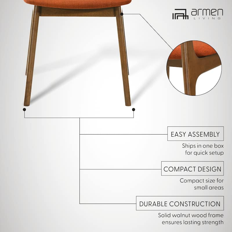 Kalia Mid-Century Modern Upholstered Wood Dining Chairs - Set of 2