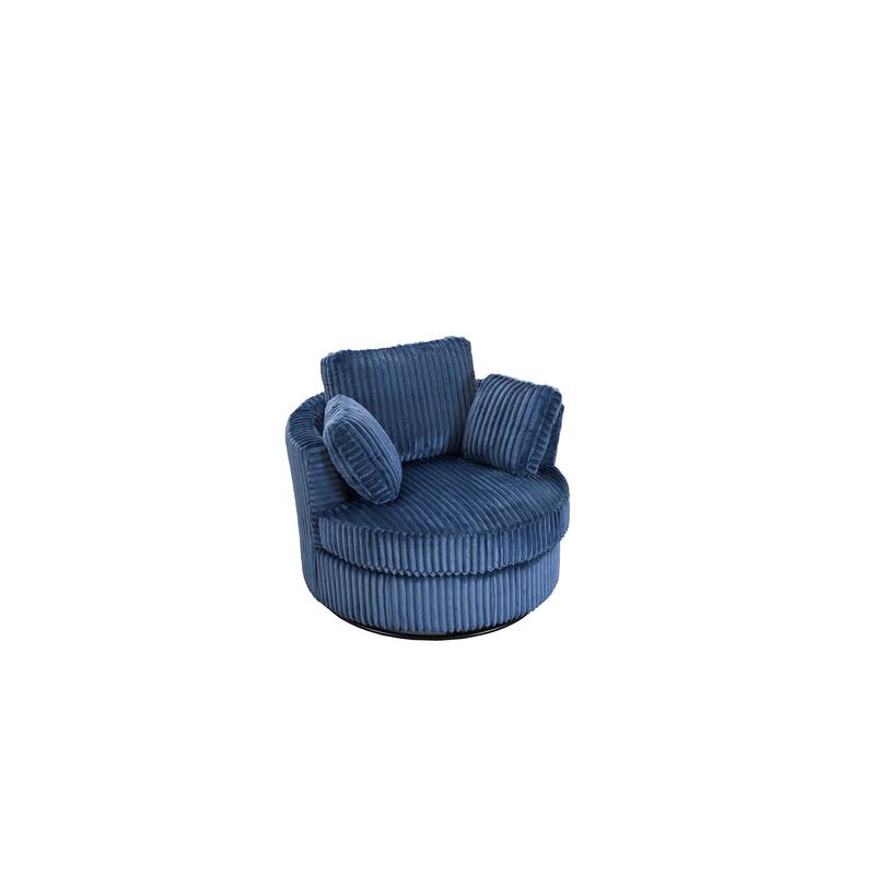 Corduroy 360° Swivel Barrel Chair with 4 Pillows and 400lb Weight Capacity