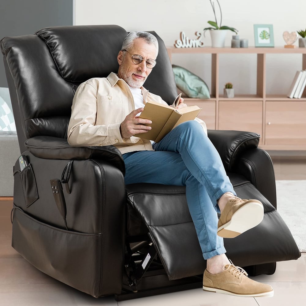 35.5"W Dual Electric Power Lift Recliner,Massage&Heat,180 degrees