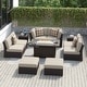preview thumbnail 7 of 15, Corvus Oreanne 11-piece Wicker Patio Fire Pit Set Beige with Rectangular Fire Table